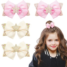 NINFEIQI 4Pcs Bow Hair Clip, Hair Bow with Duckbill Clip, air Accessories Bowknot Barrette, French Hairpin for Children Kids Girls Women