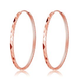 Deyanse Large Silver Hoop Earrings for Women, Folding Hoop Earrings, 925 Silver, Large, Hypoallergenic Polished Hoop Earrings, 40/50/60 mm Diameter, Round Circle Endless Earrings, Thin Large Hoop