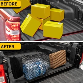 Maxzina Cargo Net Compatible with 2022-2026 Ford Maverick Truck Bed Cargo Net with Storage Bag 3.28'×1.15' Double Layer Envelope Style Dense Mesh Trunk Organizer for 2025 Maverick Exterior Accessories