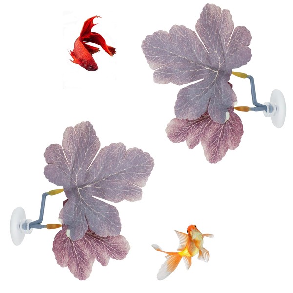 WishLotus Simulated Betta Hommock, 2 Pack Betta Leaf with Suction