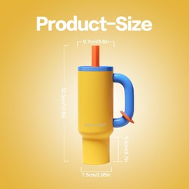 40 oz Insulated Tumbler with Handle & Straw, Stainless Steel Travel Mug