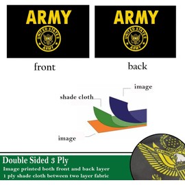 Army Crest Flags 3x5 Outdoor Double Sided- US Golden Army Crest Military Flag 3 Ply Heavy Duty with 2 Brass Grommets for Outside Outdoor