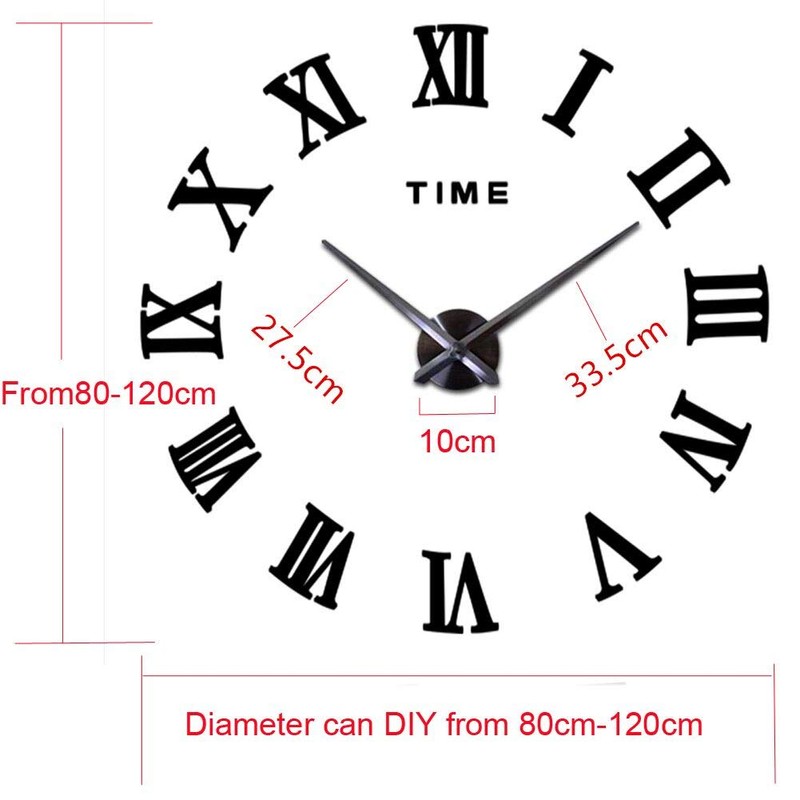 Mirror Surface 3D DIY Wall Clocks Modern Design Room Decorative