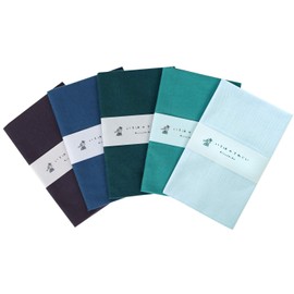 KOMESICHI Iroha Color Solid Color Tenugui, Set of 5, 100% Cotton, Made in Japan, Anti-fray Treatment, 34.3 x 13.0 inches (87 x 33 cm), C Pattern