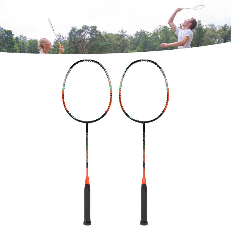 2 Pcs Carbon Fiber Badminton Rackets Ultra Light Adult for