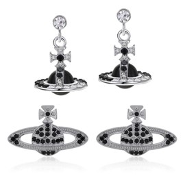 Saturn Earrings for Women - Obsidian Stereo Saturn Earring Nana Anime Merch Planet Earrings, Mothers Valentines Day Anniversary Birthday Christmas Aesthetic Jewelry Gifts for Her Mom Wife