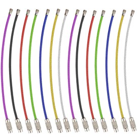 AMUU Wire Keychain, Key Chain, Screw-type, Key Ring, Stainless Steel, Steel Cable, Colorful, Lost and Theft Prevention, Set of 14, 4.3 inches (11 cm) / 6.3 inches (16 cm), 4.3 inches (11 cm) 7 colors