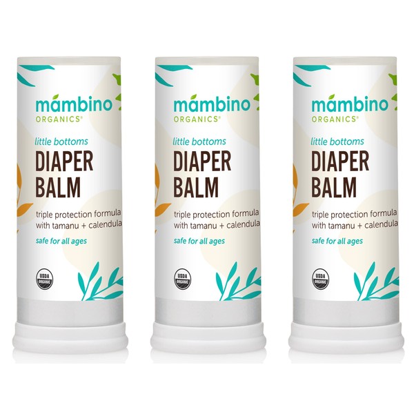 Mambino Organics Little Bottoms Diaper Balm, Calendula - Oatmeal, 0.63 Ounces (3 Pack)