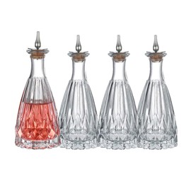 Cocktail Geek Glass Bitters Bottles with Dasher Top, Set of 4, Vintage Pattern 4.3oz/130ml (170ml Lotus 4PCS)