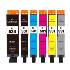 Cartridgeify PGI-530 CLI-531 XXL Printer Cartridges Compatible with Canon PGI-530XXL CLI-531XXL Cartridges (1x Black, 1x Cyan, 1x Magenta, 1x Yellow, 1x Grey, 1x PGBK, Pack of 6) for PIXMA TS8750,
