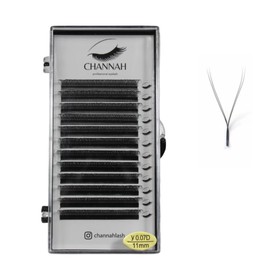 Blíster Extensión de pestañas VOLUMEN YY, brasileña, hawaiano, mixto, una sola medida, eyelash extension, fibras ligeras, suaves, naturales, simétricas (0.07D, 11mm)