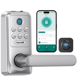 Keyless Entry WiFi Smart Lock with Handle: Hornbill Biometric Fingerprint Lock for Front Door, Keypad Passcode Auto-Lock for Home