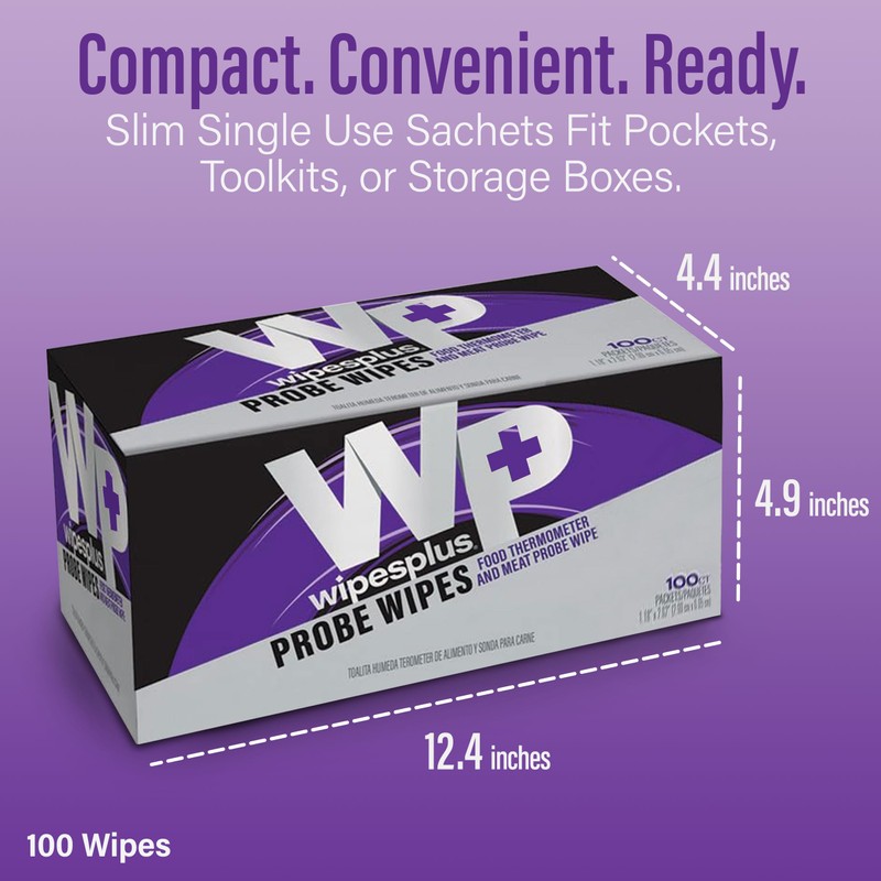 Thermometer Sanitizing Wipes - Probe Wipe Sachet - 100 Wipes