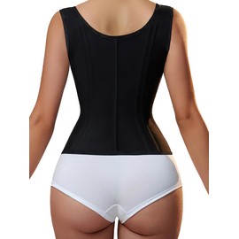 YIANNA Waist Trainer for Women Tummy Control Sports, Workout Hourglass Vest Waist Cincher with Adjustable Shoulder Strap,YA7293-Black-2XL