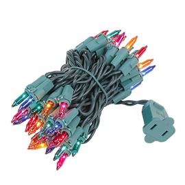 Novelty Lights 50 Light Multi Christmas Mini String Light Set, Green Wire, Indoor/Outdoor UL Listed, 11' Long
