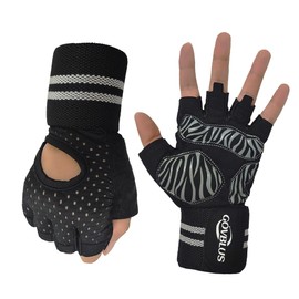 Ventilated Weight Lifting Gym Workout Gloves with Wrist Wrap Support for Men & Women, Full Palm Protection, for Weightlifting, Training, Fitness, Hanging, Pull ups (Black, X-Large)