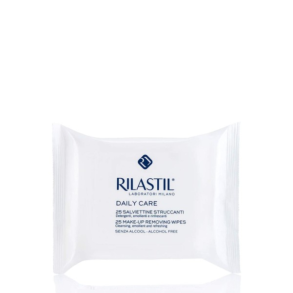 Rilastil Daily Care Makeup Cleansing Wipes, Refreshing Makeup Wipes, Super Soft Fabric, 100% Natural Fibres, for All Skin Types (25 Pack)