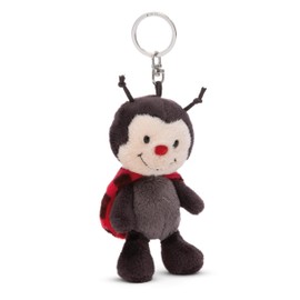 NICI 49866 Key Ring Ladybird 10 cm Black Sustainable Companion Cuddly Toy Pendant with Key Ring for Lanyard, Key Ring and Key Holder