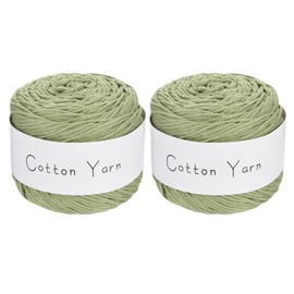 sourcing map 2 Skein Cotton Yarn, 100% Cotton Chunky Yarn for Hand Knitting, Blanket Yarn for Crocheting Each of 203g/7.16oz(Per Skein 150m/164 Yard)/Pale Green