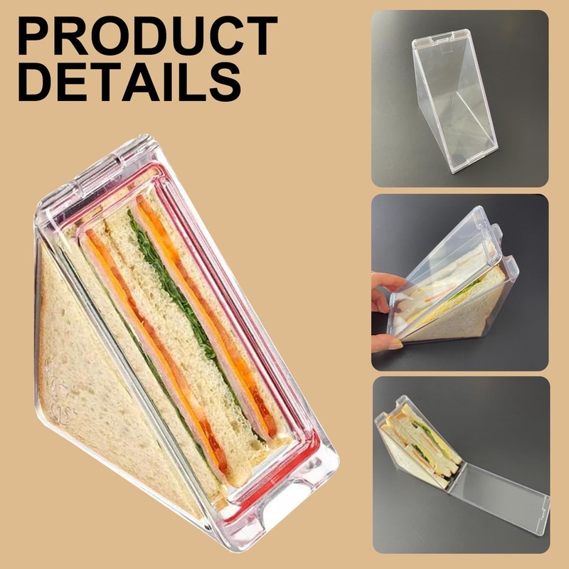 LFCFBH 2 PCS Transparent Sandwich Container, Reusable Triangle Sandwich Container