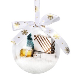 Christmas Clear Ball Ornament, Mini Packages Transparent Ball Hanging Decorations for Christmas with Ribbon,DIY Plastic Christmas Tree Decoration, Christmas Tree Wreath Gifts Home Xmas Gift