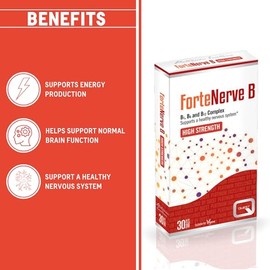 Quest - ForteNerve B High Strength Vitamin B Complex Supplement. Vitamin B1, B6 and B12 for Healthy Nervous System & Cognitive Performance, Tiredness and Fatigue. Vegan, Gluten-Free (30 Tablets)