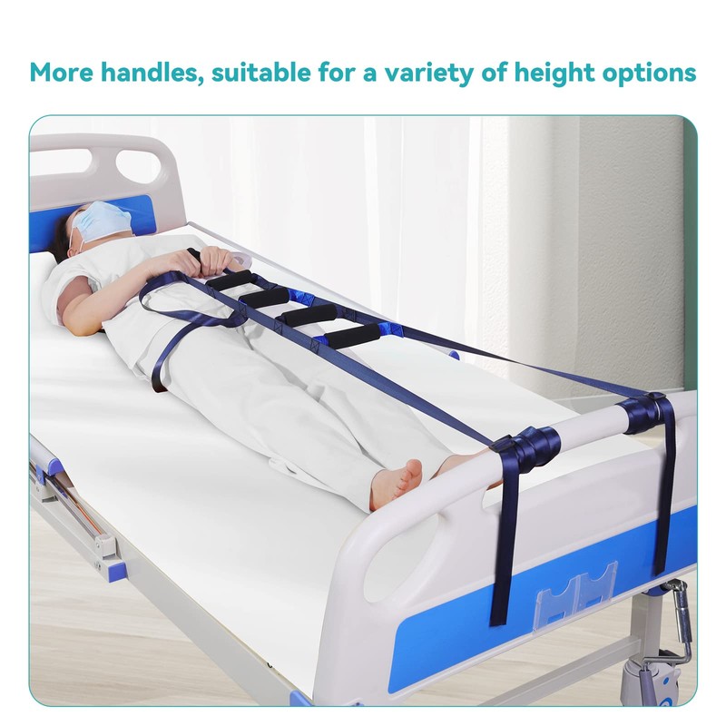 lefeke Bed Ladder Assist Strap with 6 Hand Grips,Portable Rope