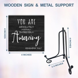 You Are Amazing! Wooden Sign Gifts - Motivational Wood Plaque With A Support Frame - Home & Office Inspirational Gifts For Women And Man, Desk Decor & Accessories(Black) - A11