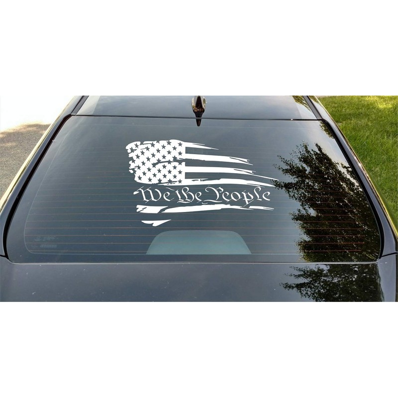 We The People Distressed American Flag Vehicle Vinyl Decal Window