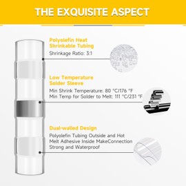 200Pcs Heat Shrink Butt Connectors Heat Shrink AWG 26-24, White Waterproof Solder Seal Wire Connectors Terminals Solder Sleeve, Wire Splice Connectors for Automotive, Marine, Cable, Wiring by Mywish