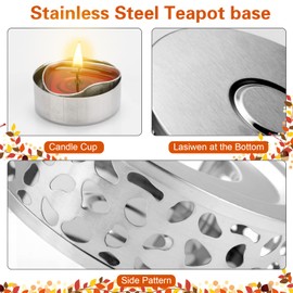 Gohytal Teapot Warmer, Tea Warmer for Teapots, Tea Warmer Made of Stainless Steel with Tea Light Holder, Coffee Warmer, Teapot Warmer, Round Warm Tea Heater, Tea Warmer for Tea/Coffee/Milk Insulation