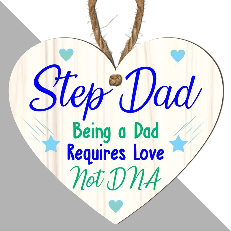 Pixie's Gifts Stepdad Wooden Heart Plaque - Sentimental Gift for
