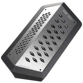 KAI Janus Grater, Black, Stainless Steel, Dimensions 23.3 x 11 x 5.5 cm with Collection Container, Kitchen Grater, Universal Grater with 2 Sides