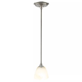 RecPro RV 12V Ceiling Mounted Pendant Light | Satin Nickel Finish, Frosted Glass