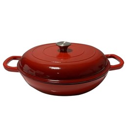 Vivicreate Enameled Cast Iron Dutch Oven, 3.5 Quart, Red, with Lid