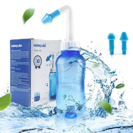 Dispositivo de Lavado Nasal, Con 2 Boquillas Para Bebes Y Adultos Para Irrigación Nasal, Limpiador Nasal, Mejora los Ronquidos Y EL Sueño (300ML, azul)
