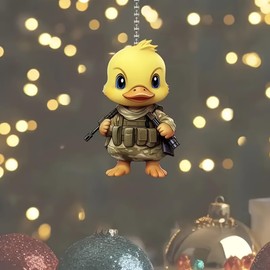 Tactical Duck Acrylic Ornament - 2D Flat Car Mirror Charm & Keychain - Military-Inspired Home Decor & Funny Gift for Duck Hunters & Outdoorsmen