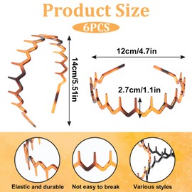 Styquenzer 6 PCS Zig Zag Headbands for Women Shark Tooth Headbands Plastic Head Bands with Teeth Zigzag Hoop U Shaped Hair Bands Wavy Headband Non Slip Trendy Hair Bands