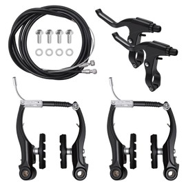 AXGSRV Complete Bike Brake Set Includes Callipers Levers Cables Black, Front and Rear Bike MTB Hybrid Brake, Callipers Cables Lever Kit Black