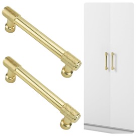 Bekecidi 2 Pack Cabinet Handles Gold, 119mm Drawer Handles Cupboard Handles Kitchen Door Handles Cabinet Pulls Hardware Wardrobe Handles Gold Handles for Drawers Dresser T Bar Handle (B)