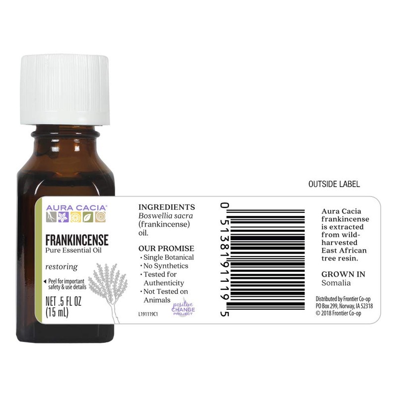 Aura Cacia Essential Oil, Meditative Frankincense, 0.5 Fluid Ounce, Packaging