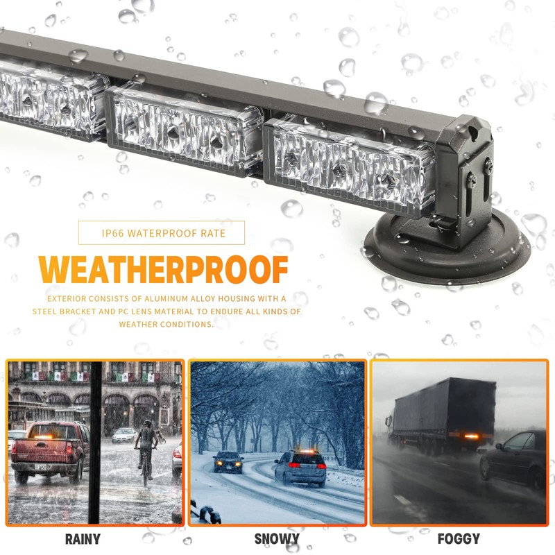 BooYu 14.8" Battery Powered Police Firefighter Emergency Strobe Lights Bar