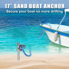 Lifeswell 17" Sand Anchor for Boat, Stainless Steel Boat Beach Anchor, Screw in Sandbar Anchor for Shallow Water, Jet Ski, Kayak, Pontoon Boat Anchor Kit