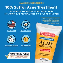 De La Cruz Sulfur Ointment - Cystic Acne Treatment for Face and Body - Daily 10 Min Hormonal Acne Spot Treatment Mask - Safe and Effective Ointment that Clears Up Pimples - 2.6 OZ Tube, 2-Pack