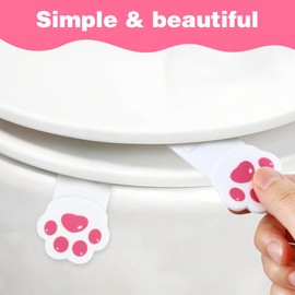 Heclia 8PCS Self-Adhesive Toilet Seat Lifter Cute Cat's Paw Design Multi-Function Lid Handle for Home Office Hotel and Travel Hygienic No-Touch Bathroom Accessories for Training and Public Spaces