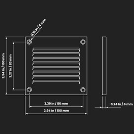 10x10cm Charcoal Air Vent Grille Steel Return Grille Ceiling Side Wall HVAC with Safety Grille (100x100mm, Anthracite)