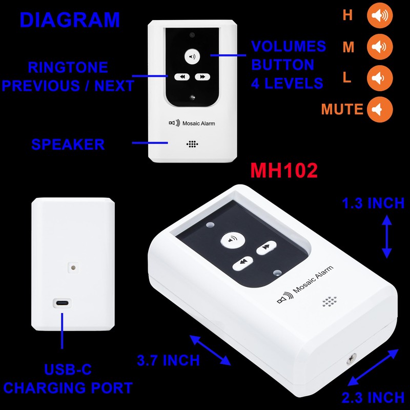 2-in-1 Kit-Elderly SOS Call Panic Button Waterproof Caregiver Pager Nurse