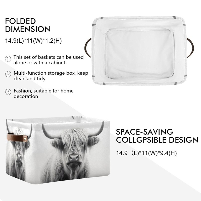 WELLDAY Storage Basket Highland Cow Closet Storage Bin Cube Organizer