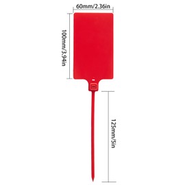 QIEOTE 40pcs Red Plastic Tags Shipping Tags Waterproof Tags for Labeling Shipping Labels Security Label Blank Labeling Tags Storage Tag Hanging Tags with One Marker Pen