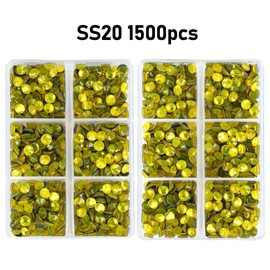 1500pcs SS20 Hot Fix Glass Flatback Rhinestones Bulk Round Crystal Gems Rhinestones for Crafts Art Clothes Shoes(Yellow)